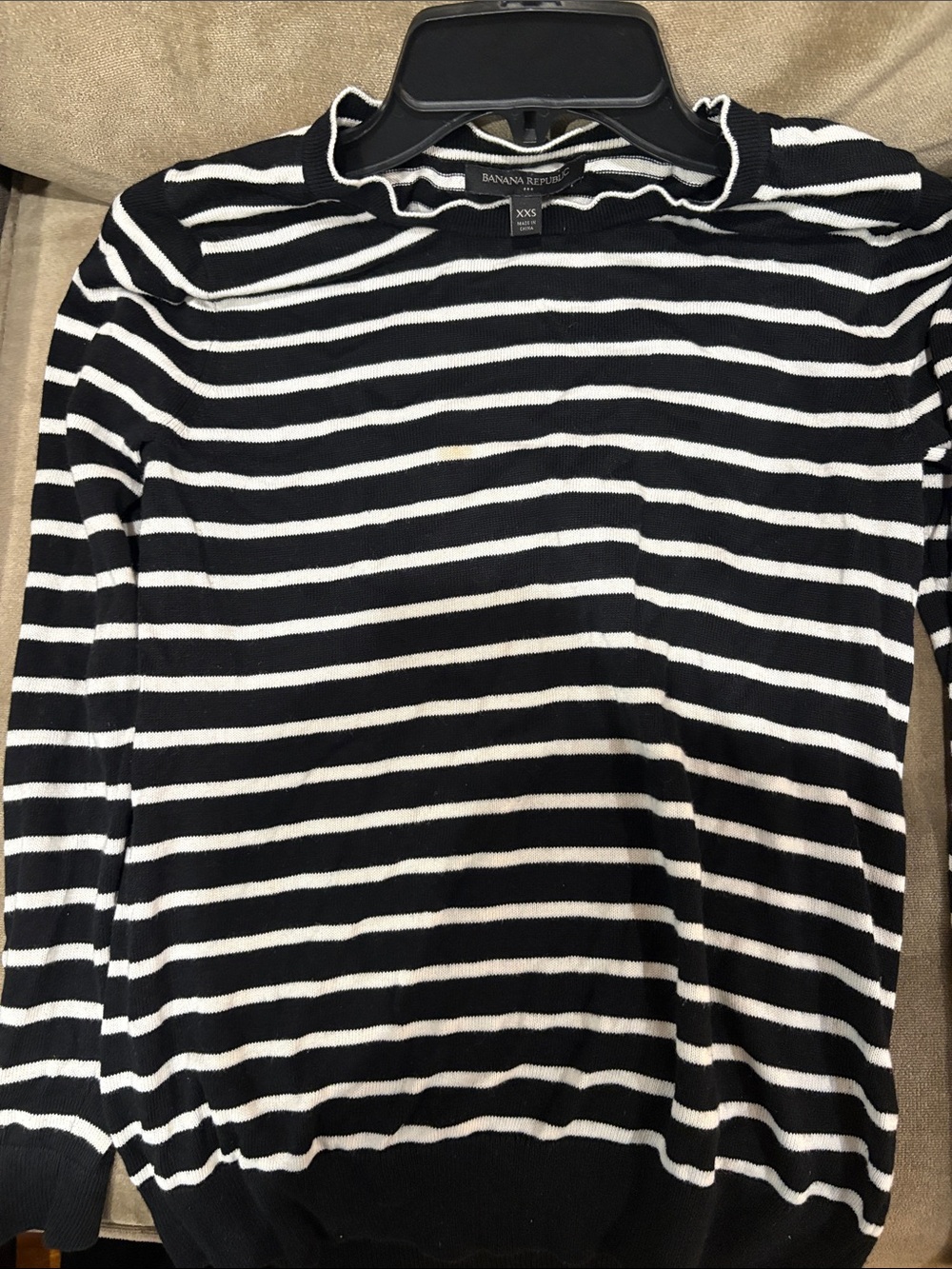 Banana Republic Black and White Striped Long-Sleeve Tee